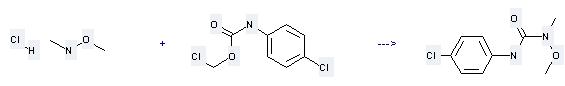 Monolinuron can be prepared by N,O-dimethyl-hydroxylamine; hydrochloride with chloromethyl N-(4-chlorophenyl) carbamate.
